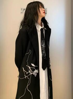 日系暗黑风格男女同款 花与骨印花 领带领结配饰