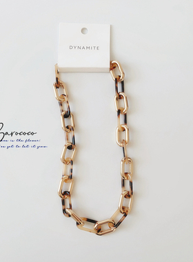 【孤品】小众拼接设计高级感CCB+树脂不重有质感代瑁花纹锁链项链