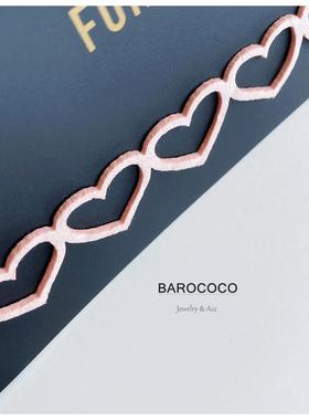 【特】雅致又俏皮的雾粉色镂空心形爱心颈链女锁骨短款项链裸链