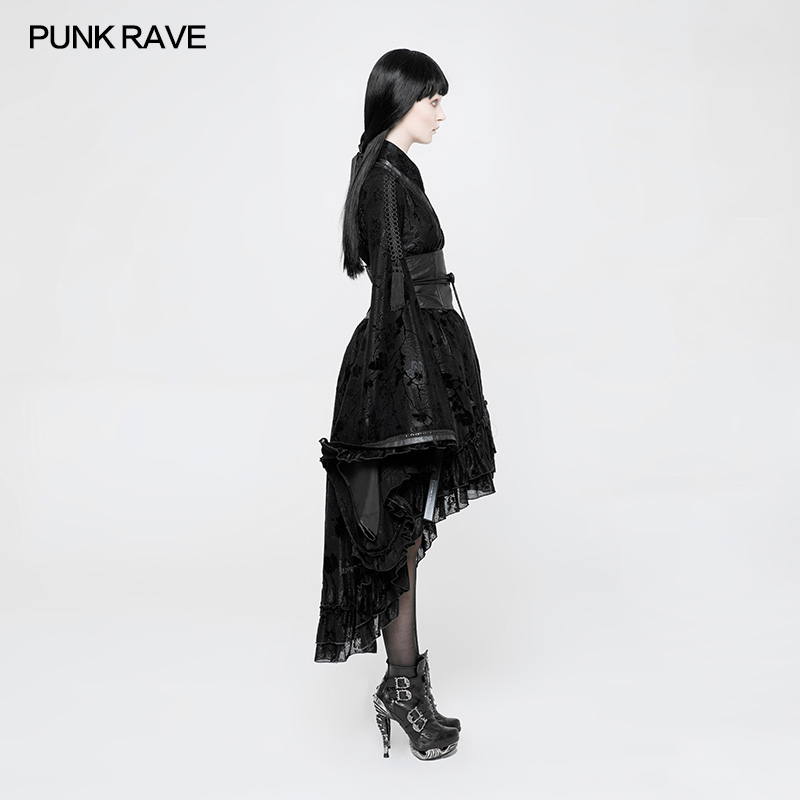 *小破家PUNK RAVE植绒印花暗黑系改良和服复古中国风大码表演服-图0