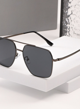 新款复古双梁尼龙偏光墨镜男士防紫外线飞行员驾驶开车太阳镜金属