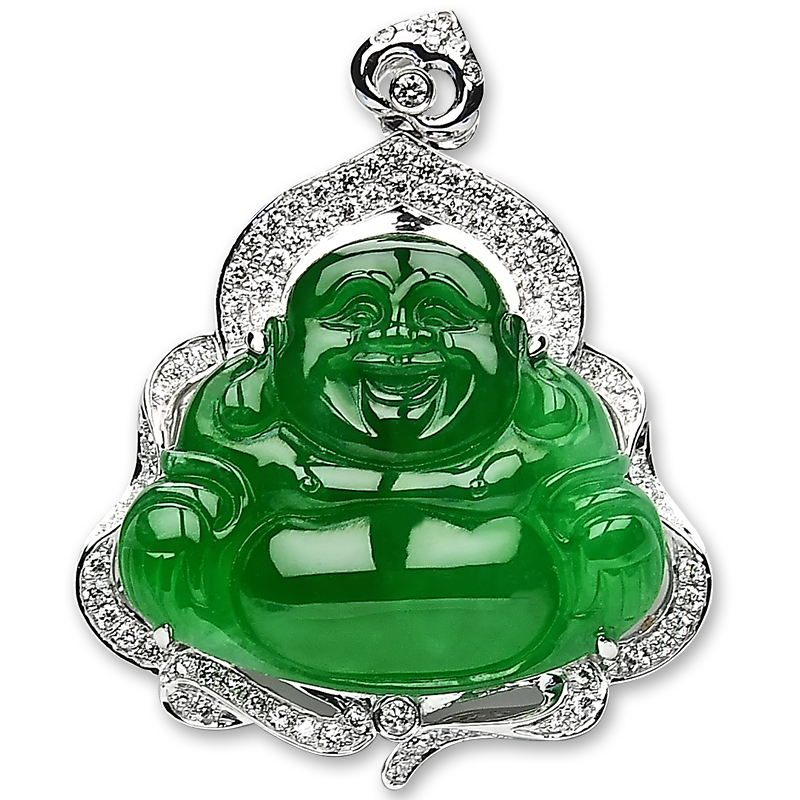 豪8印象f796天然翡翠镶嵌笑佛吊坠 豪8印象颈饰