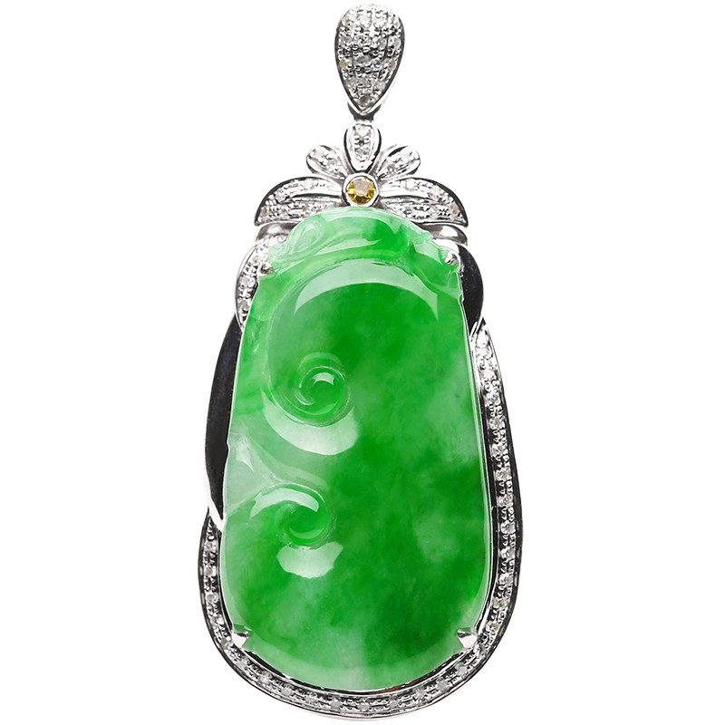 豪8印象l1011翡翠镶金钻玉挂坠 豪8印象颈饰