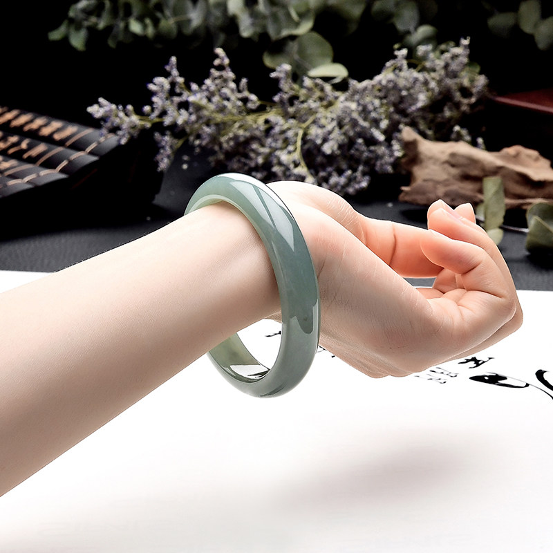 豪8印象f608女冰种蓝绿翡翠手镯 豪8印象手饰