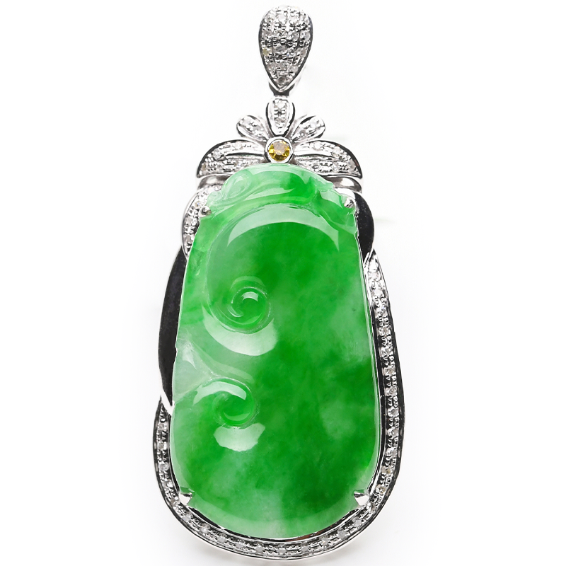 豪8印象l1011翡翠镶金钻玉挂坠 豪8印象颈饰