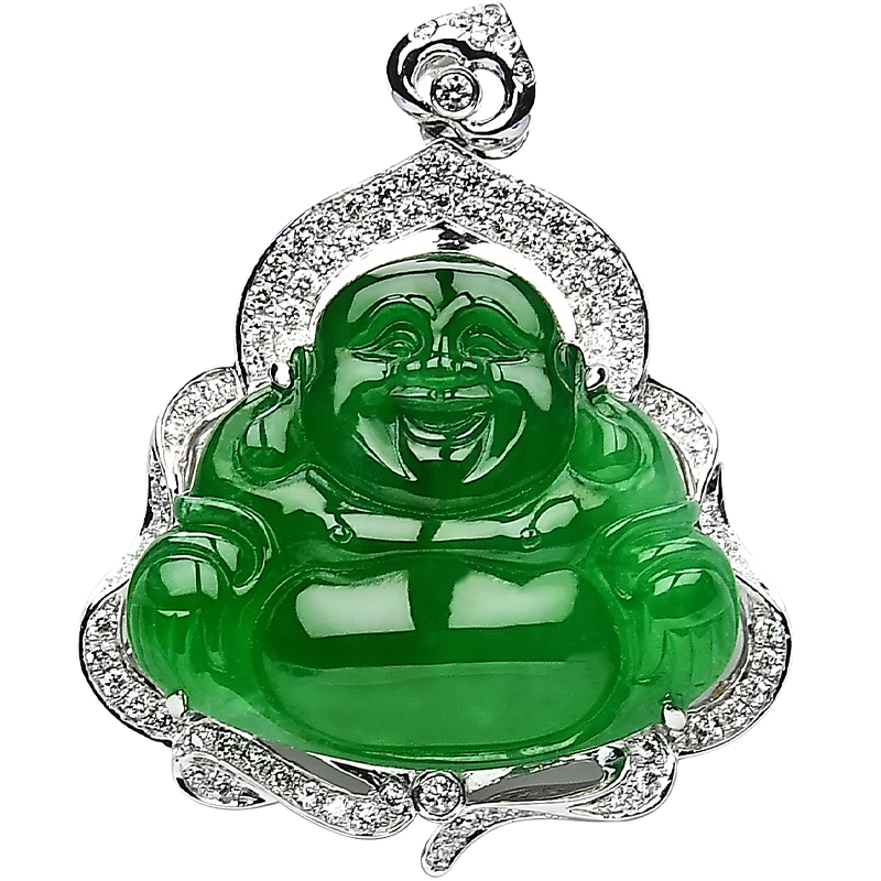豪8印象f796天然翡翠镶嵌笑佛吊坠 豪8印象颈饰