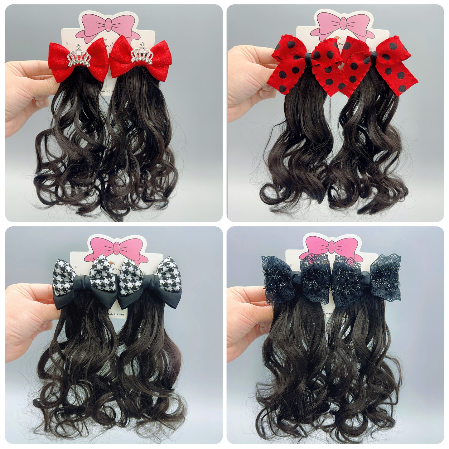萌娃儿童双马尾蝴蝶结假发夹宝宝公主卷发造型神器节庆新年发饰,淘宝优惠券,粉丝福利购,淘宝优惠卷