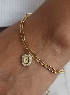 26个英文小字母回形针吊牌手链