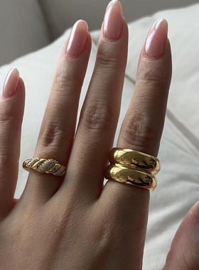 欧美风绳环满钻戒指女高级设计感时尚麻花复古食指戒尾戒