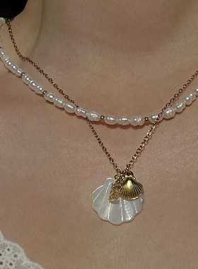 轻奢项链淡水珍珠百搭女18K度金