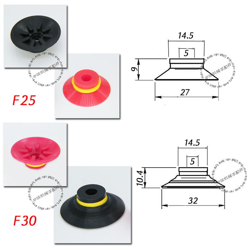 平面真空吸盘F/15/20/25/30/40/50派亚博单层带肋防滑吸嘴 - 图2