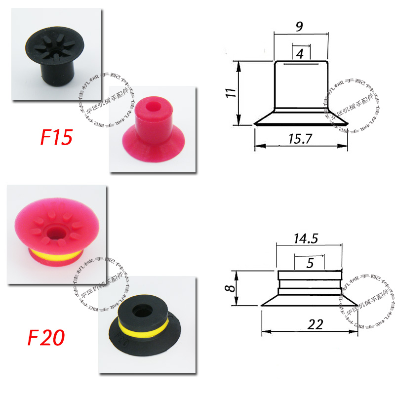 平面真空吸盘F/15/20/25/30/40/50派亚博单层带肋防滑吸嘴 - 图1