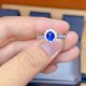 Natural royal blue sapphire ring 5 x 6 925 silver precision inlaid fine colored gemstone jewelry