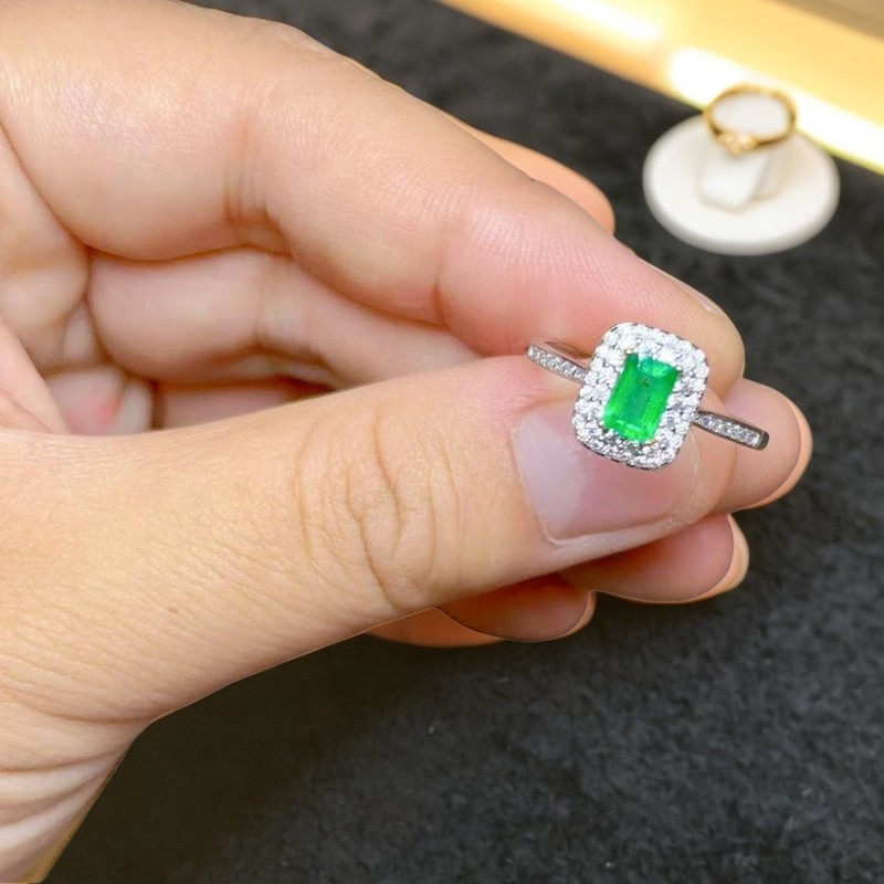 天然木佐色祖母绿耳钉戒指方切925银精工镶嵌彩宝首饰,淘宝优惠券,粉丝福利购,淘宝优惠卷