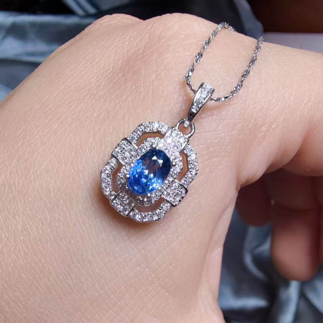 Natural Cornflower Sapphire 925 Silver Jewelry Set