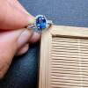 Natural sapphire ring 5 x 7 1 carat 925 silver finely inlaid natural colored gemstone jewelry