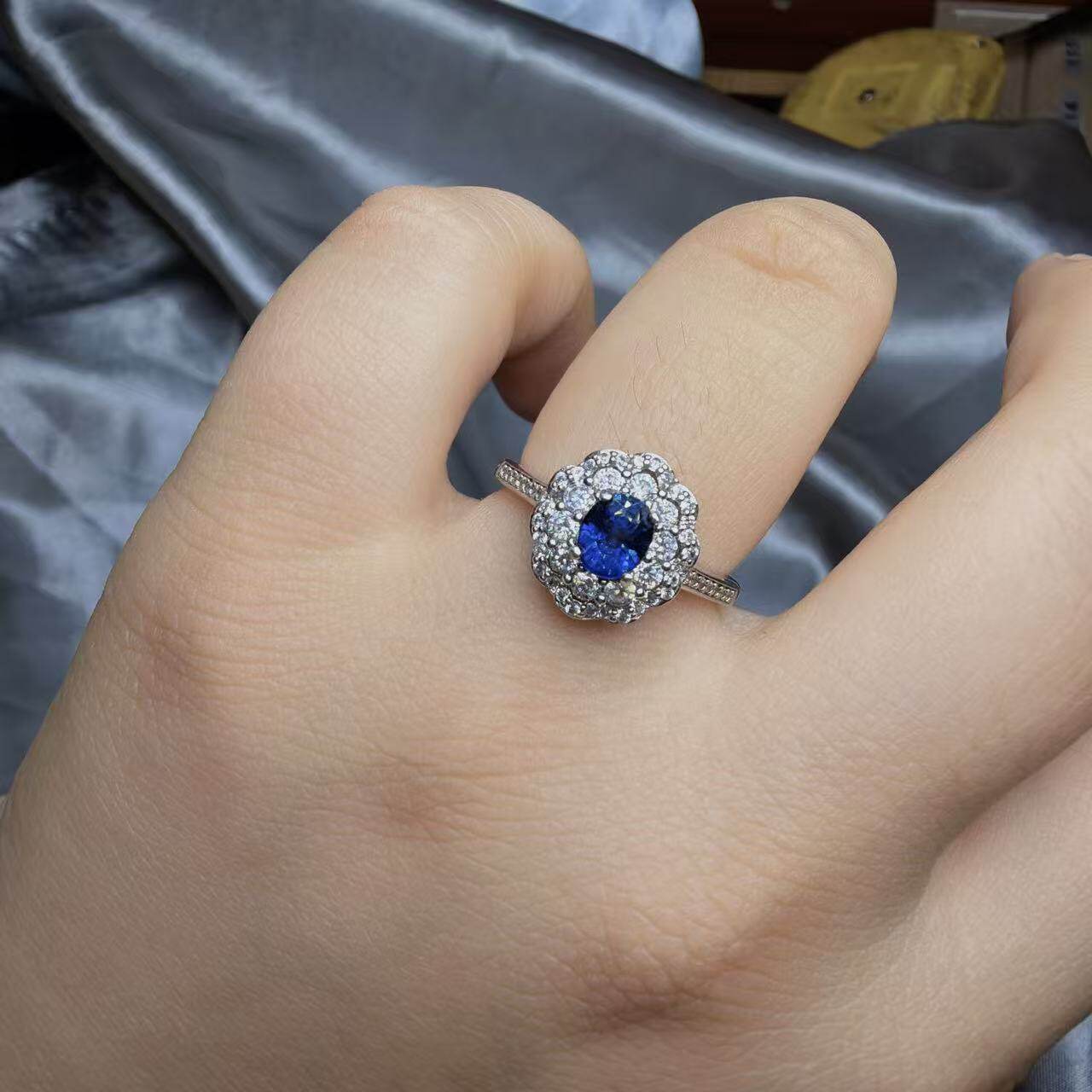 Natural Royal Blue Sapphire 925 Silver Ring