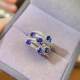 Natural sapphire inlaid 3x4925 ring
