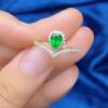 18k gold natural wood color emerald ring 4.5 x 5.5 water drop natural colored gemstone jewelry