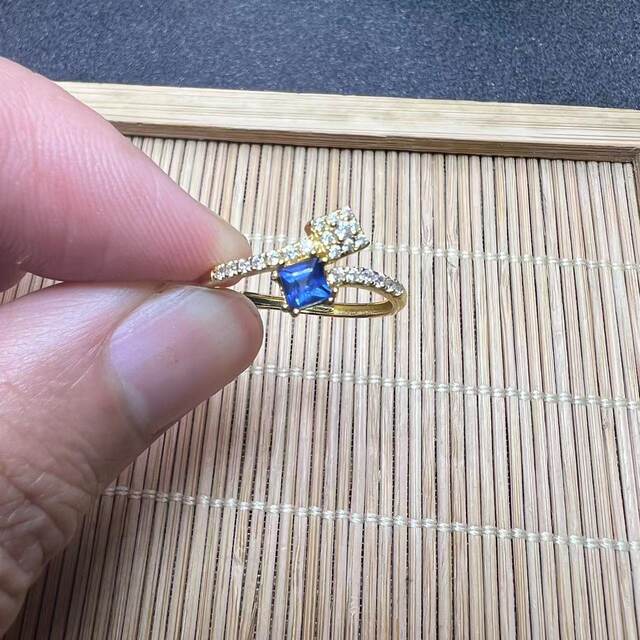 Natural unfired royal blue sapphire ring square 3 925 silver precision inlaid natural colored gemstone jewelry fashion