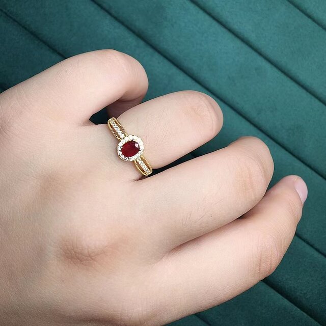 Natural pigeon blood red ruby ring 4×5 925 silver finely inlaid natural colored gemstone jewelry