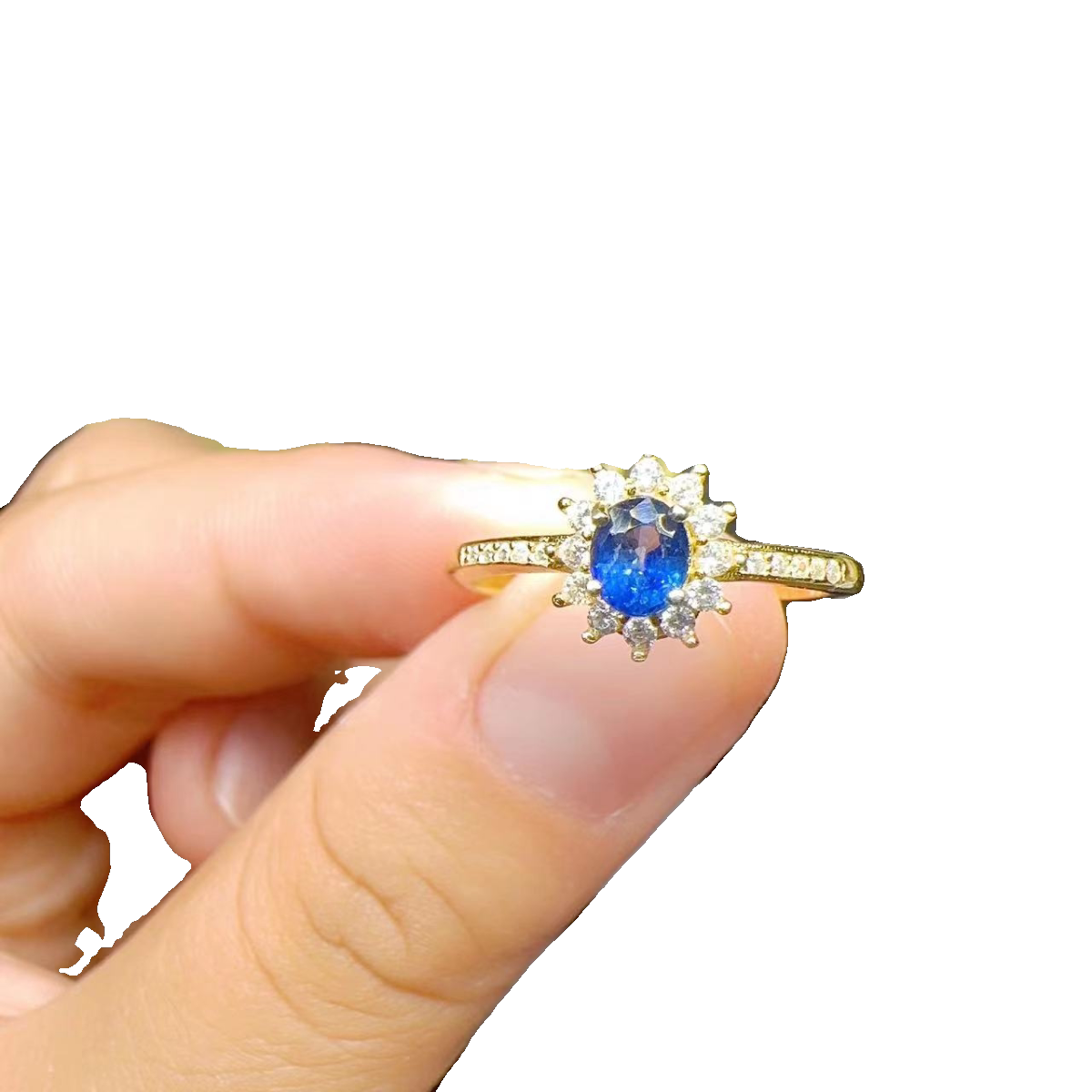 Natural royal blue sapphire Princess Diana style ring 4×5 925 silver finely inlaid natural colored gemstone jewelry