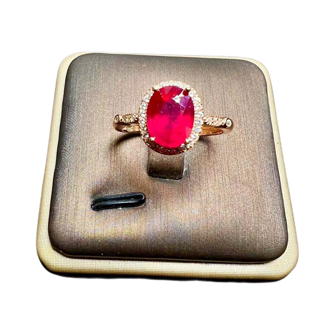 Pigeon blood red ruby ring 7×9 newly burned ruby 925 silver finely inlaid natural colored gemstone jewelry