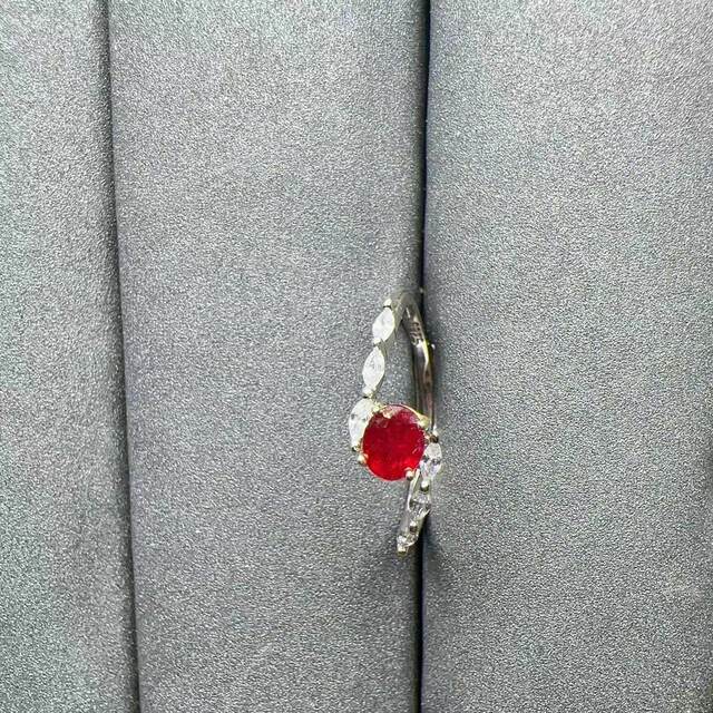 Natural pigeon blood red ruby ring 4×5 925 silver finely inlaid natural colored gemstone jewelry