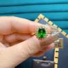 Natural Diopside Ring 6×8 925 Silver Seiko Inlaid Colored Stone Jewelry
