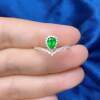 18k gold natural wood color emerald ring 4.5 x 5.5 water drop natural colored gemstone jewelry