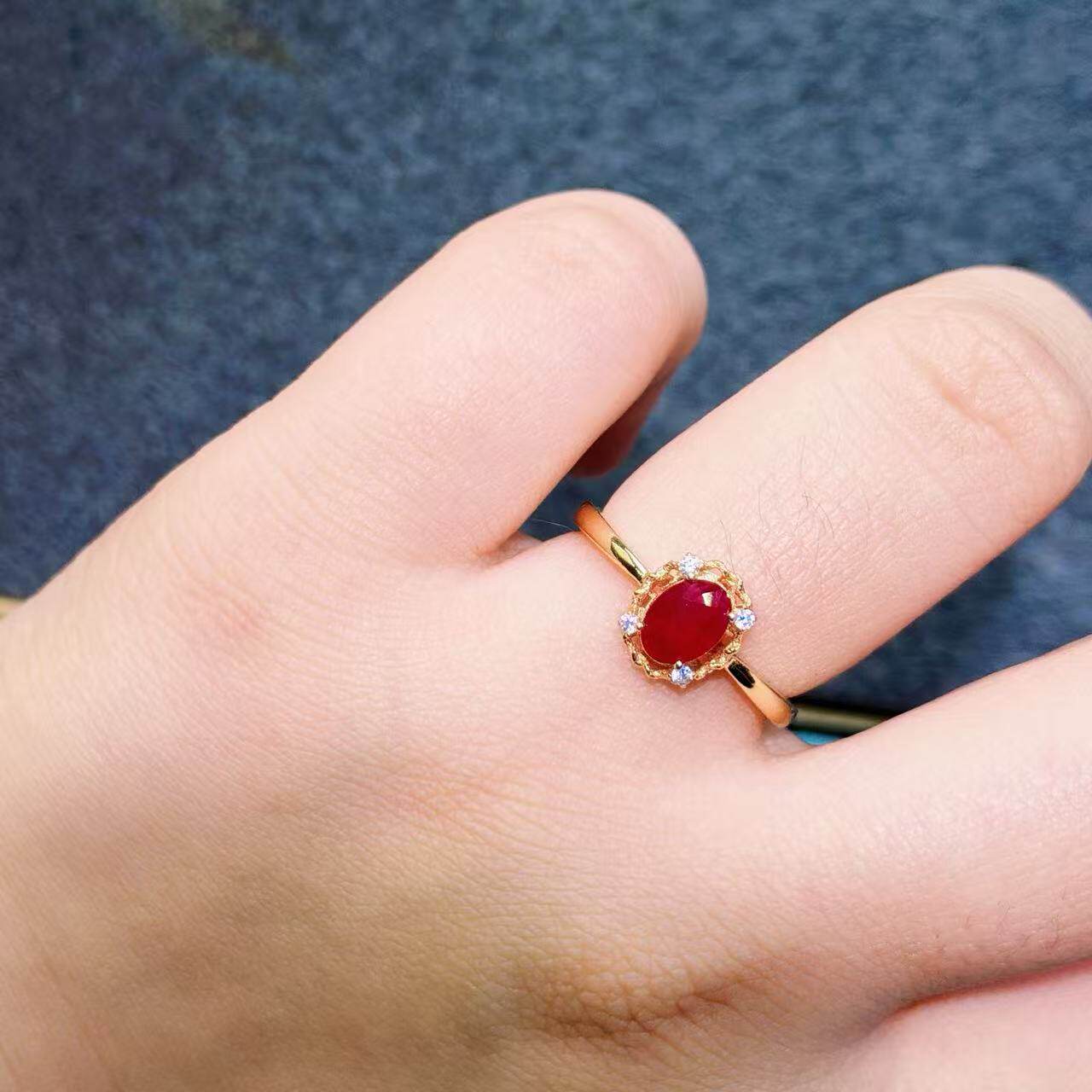 Natural pigeon blood red ruby 925 silver ring