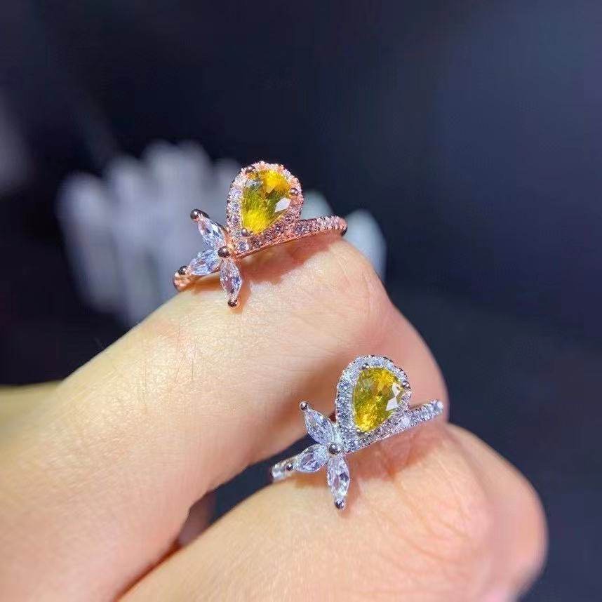 天然黄蓝宝戒指4乘6 925银精工镶嵌 天然蓝宝石彩宝,淘宝优惠券,粉丝福利购,淘宝优惠卷