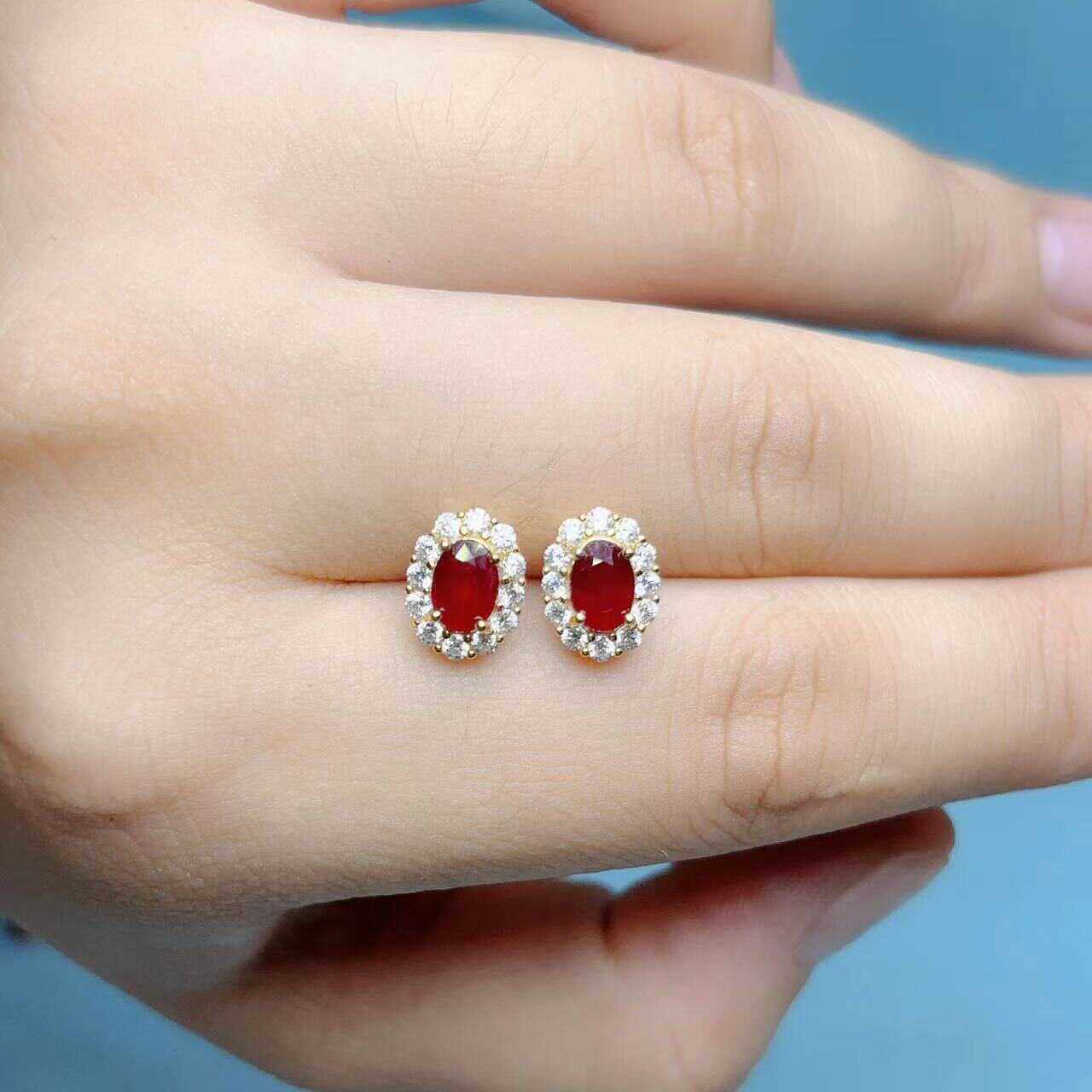 天然鸽血红红宝石耳钉4乘6 925银精工镶嵌天然彩宝首饰,淘宝优惠券,粉丝福利购,淘宝优惠卷