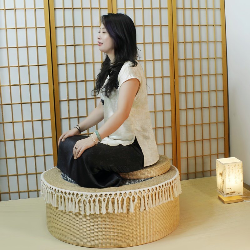 蒲草大蒲团榻榻米加厚坐垫地上中式打坐禅修跪拜家用藤编蒲垫坐墩