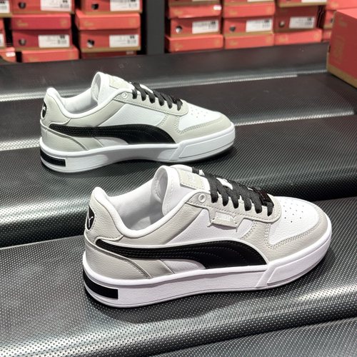 彪马PUMA男女情侣复古低帮轻便皮面黑白色百搭运动休闲板鞋384953 - 图1