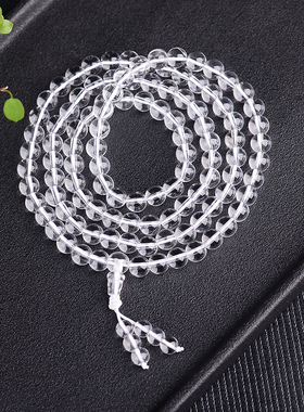 天然白水晶手链男女佛珠情侣