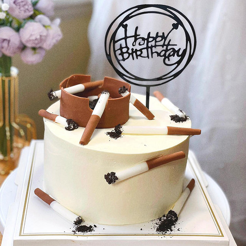 父亲节蛋糕创意男士烟灰缸摆件金主爸爸男神生日节日香烟戒烟插件 - 图2