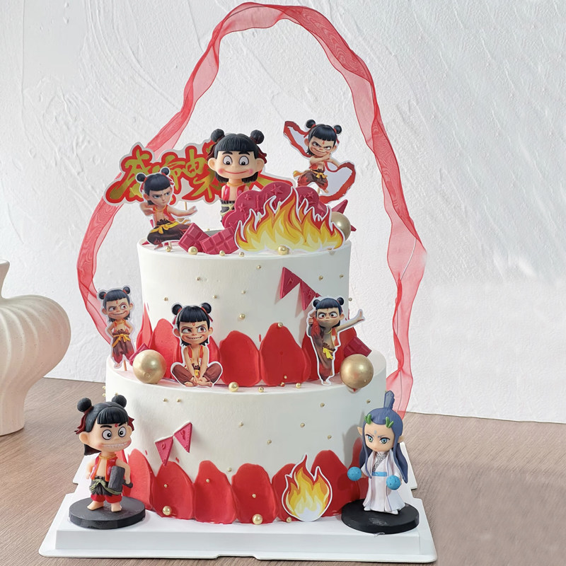 现货哪吒蛋糕装饰手办玩偶摆件敖丙风火轮混天绫插件哪咤生日配件,淘宝优惠券,粉丝福利购,淘宝优惠卷