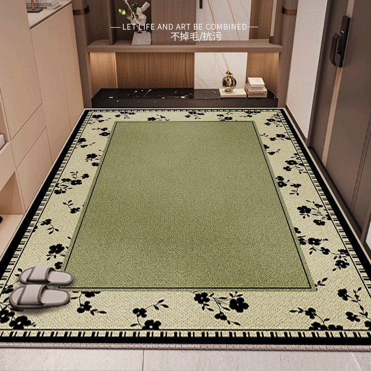 中古风绿色入户门地垫进门地毯进门口垫高级法式复古玄关防滑脚垫,淘宝优惠券,粉丝福利购,淘宝优惠卷