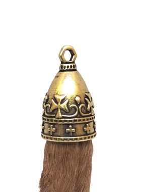 民族风花纹加黄铜帽手工diy汽车钥匙扣文玩把件鹿麂角牙吊坠配饰