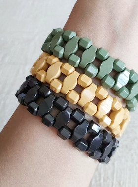 韩国托玛琳进口珠手链高光麦饭石