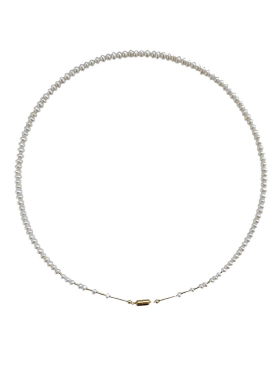 极简通勤14k包金磁吸式扁圆形淡水珍珠百搭项链颈链锁骨链