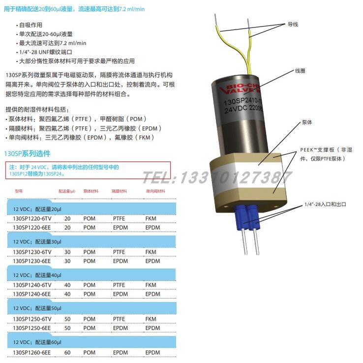 Bio-Chem 百柯微量泵130SP12/2450-6TV 130SP1240-6EE 130SP2450 - 图0