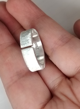 999足银手工素银勾丝拉丝平面宽戒指戒子开口戒细戒尾戒定做