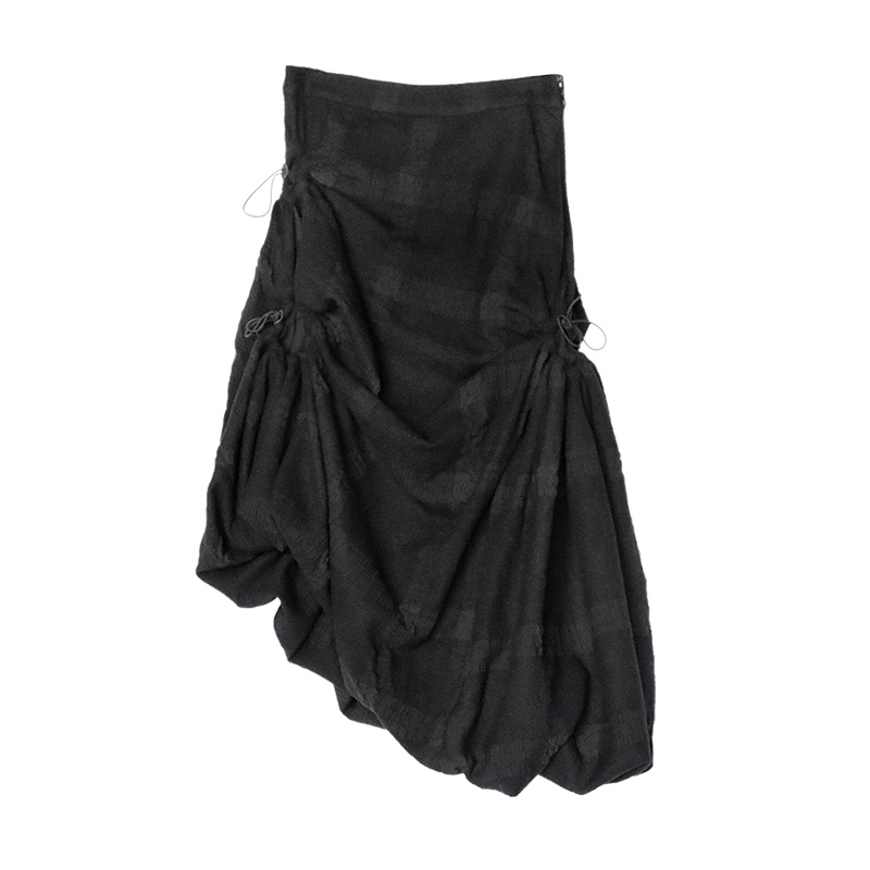 纳帕佳 不对称中长款半身裙2024春季新款女式黑色百搭休闲裙子 - 图3