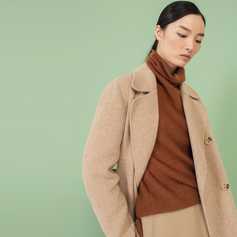 商场同款播秋冬新款束腰双面呢大衣 播毛呢外套