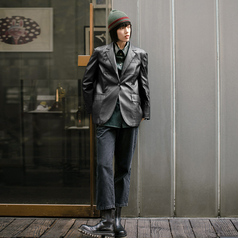 播2021冬新款修身高级黑色女牛仔裤 播牛仔裤