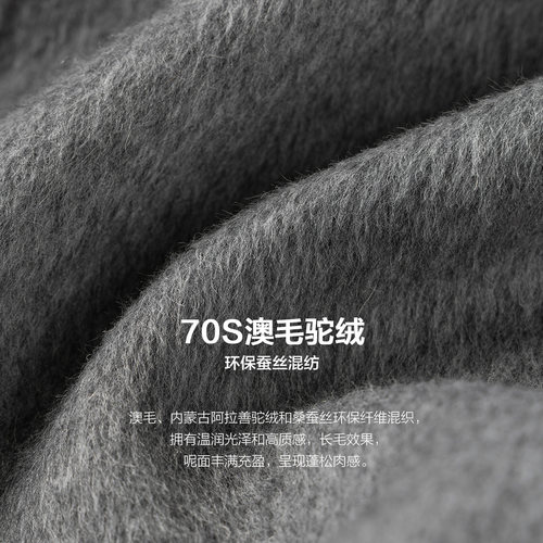 【羊毛】播商场同款单排扣气质24冬新中长款毛呢外套女BDR4AD3766 - 图2