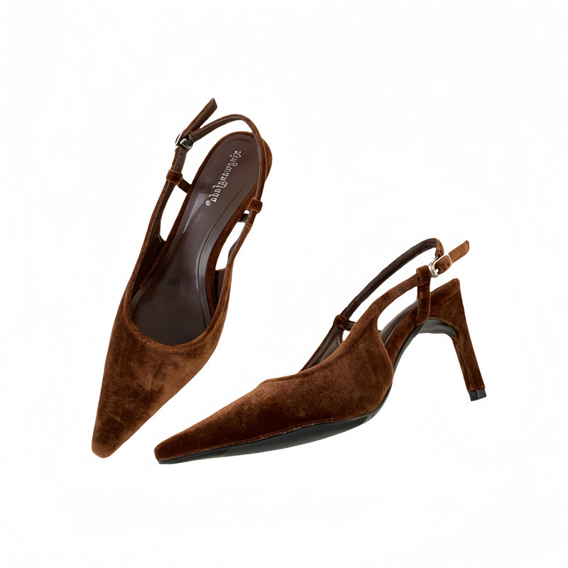 2026春季新新款女天鹅丝绒小猫跟细带浅口尖头露跟穆勒鞋浅口单鞋,淘宝优惠券,粉丝福利购,淘宝优惠卷