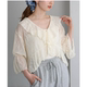 TP2026 Summer Exquisite Lace Embroidery Flower Dot Lotus Leaf Collar Trumpet Sleeve Top